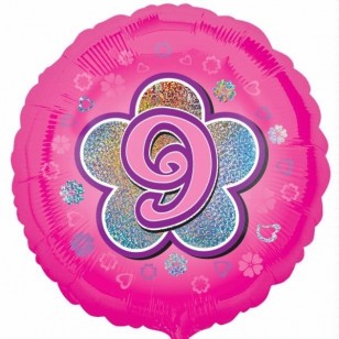 Pink Daisy Flowers Age 9 Birthday Balloon